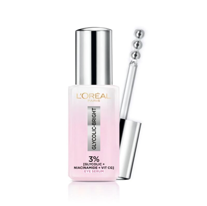 L'Oréal Paris Glycolic [3% Glycolic Acid + Vitamin CG + Niacinamide] Eye Serum For Dark circles, Brighten Eyes