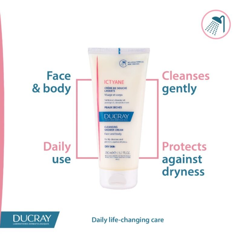 DUCRAY Ictyane Cleansing Shower Cream - Face and Body 200ml - Image 2