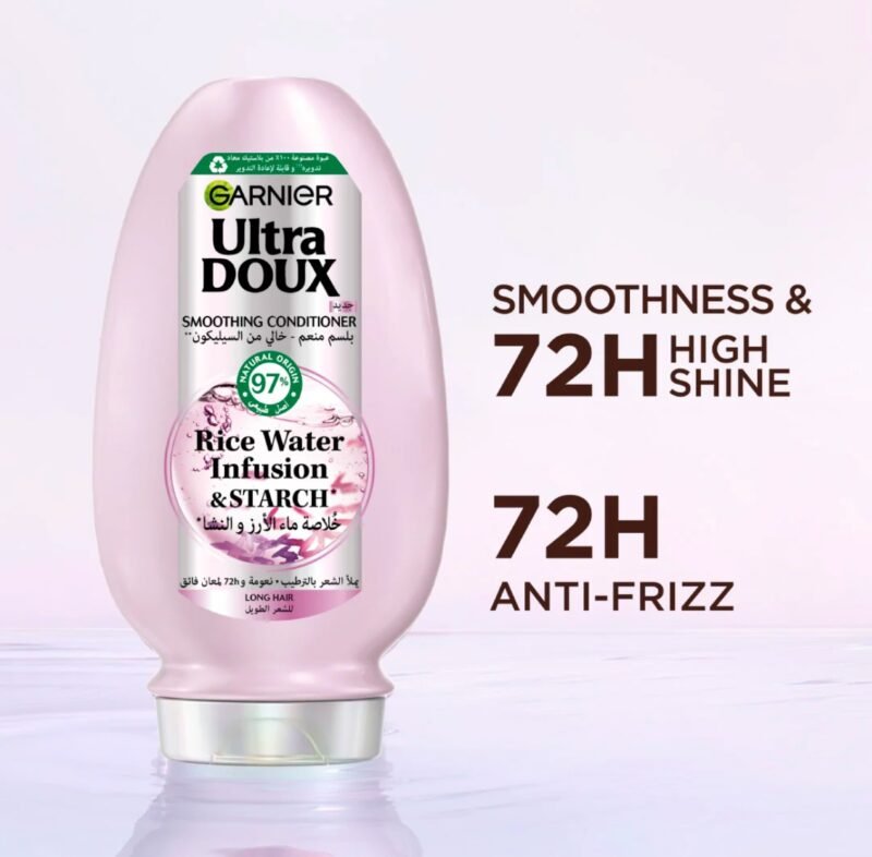 Garnier Ultra Doux Rice Water Infusion & Starch Conditioner For Long Hair, Smooth And Shine 200ml - Image 2