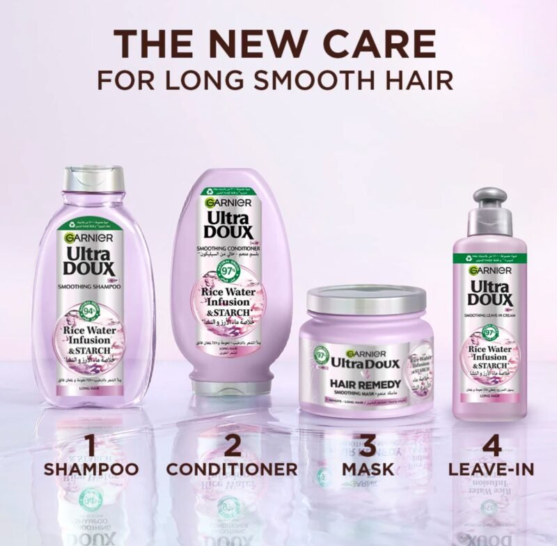 Garnier Ultra Doux Rice Water Infusion & Starch Hair Remedy Mask, Smooth And Shine - Image 3