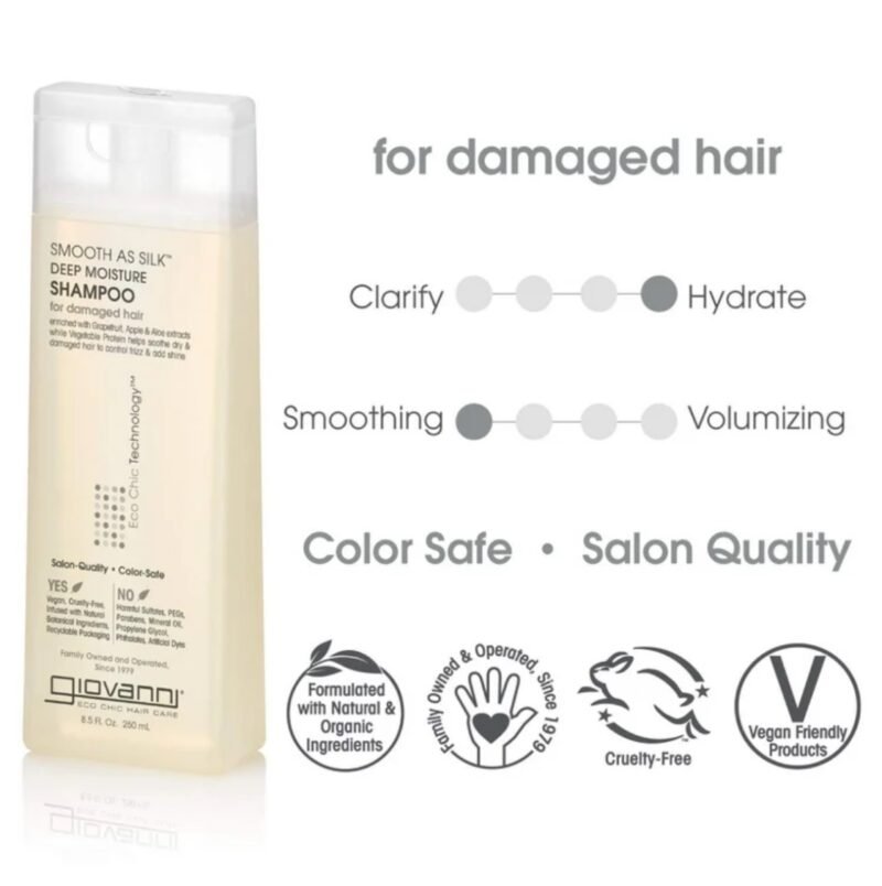 Giovanni Smooth As Silk™, Deep Moisture Shampoo, For Damaged Hair 250ml - Image 2
