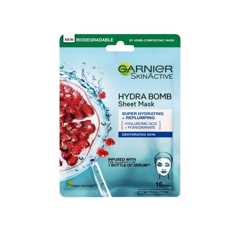 Garnier Hydra Bomb Pomegranate Super-Hydrating & Replumping Tissue Mask for Dehydrated Skin