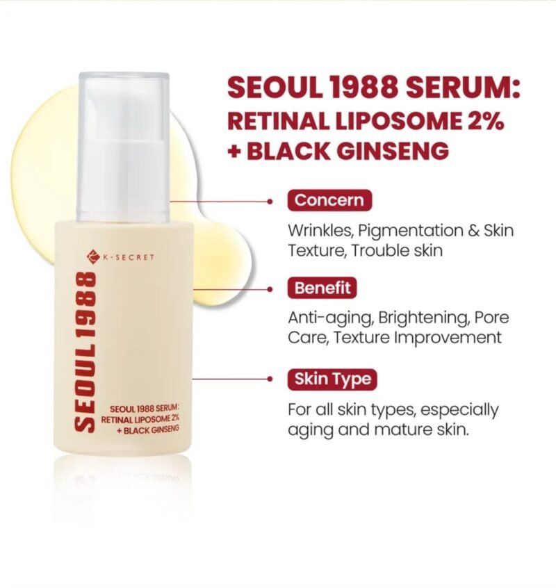 KSECRET - SEOUL 1988 Serum : Retinal Liposome 2% + Black Ginseng - Image 2