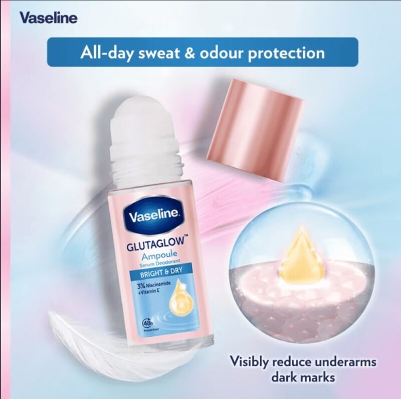 Vaseline GlutaGlow Bright & Dry Roll-On Deodorant-45ml - Image 2
